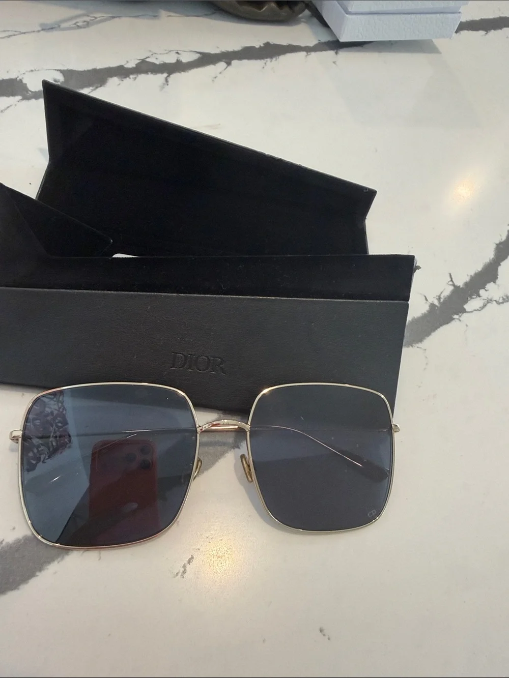 Dior Men's Gold Frame Sunglasses with Black Lenses